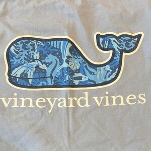 Vineyard Vines Blue Multi-Tone Whale Graphic Tee - small bleach drips as shown.
